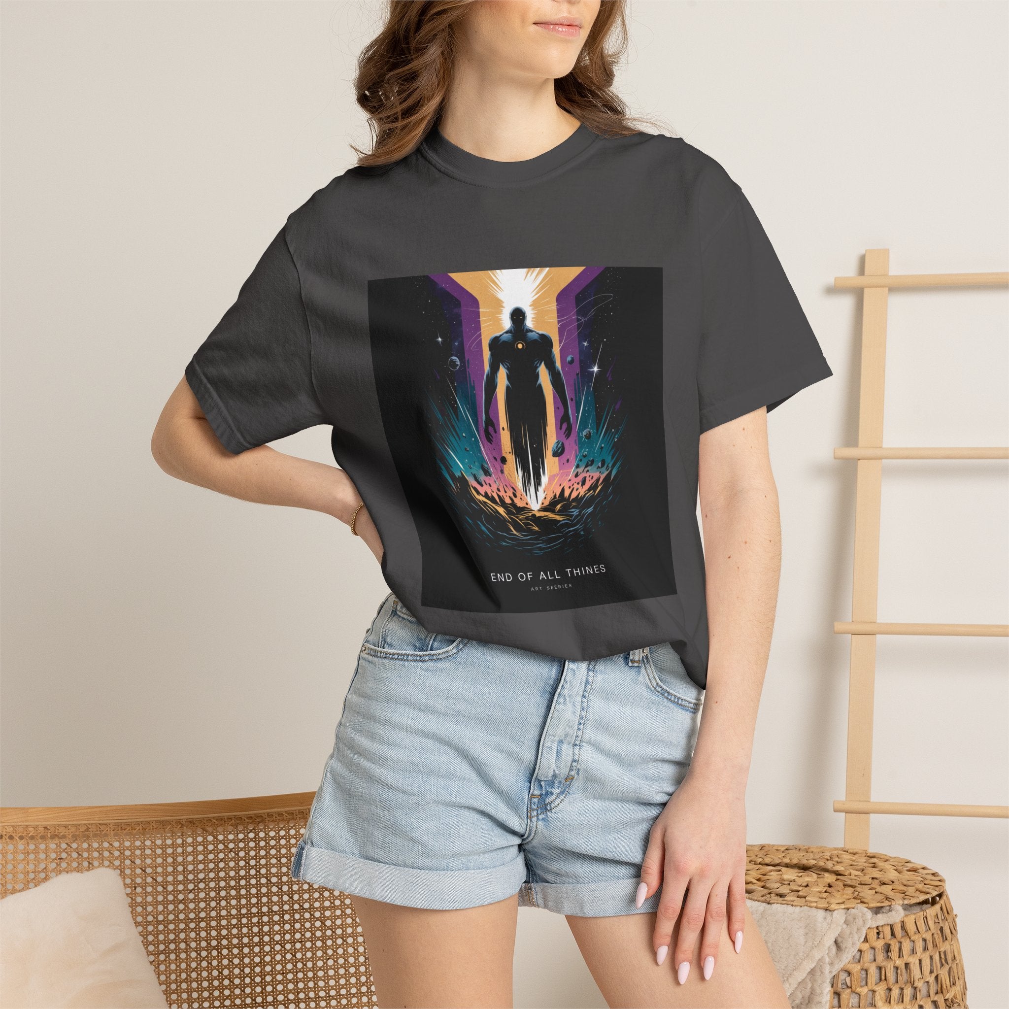 Epic Hero Graphic Tee – Cosmic Battle Superhero Fan Shirt