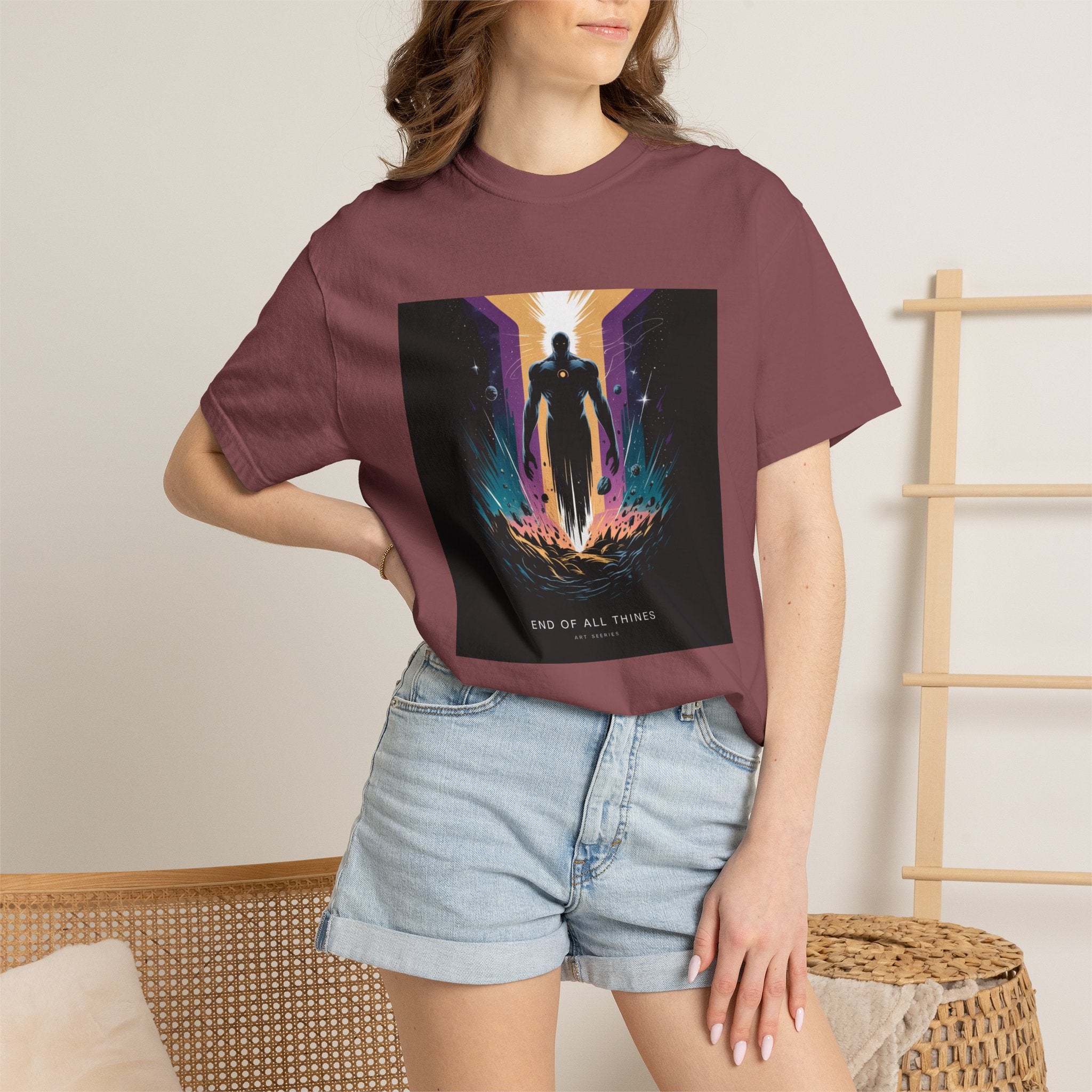 Epic Hero Graphic Tee – Cosmic Battle Superhero Fan Shirt