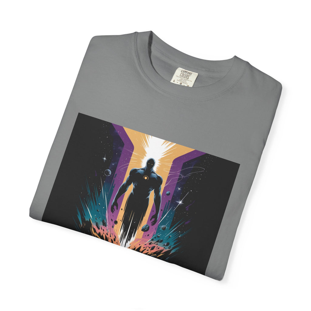 Epic Hero Graphic Tee – Cosmic Battle Superhero Fan Shirt