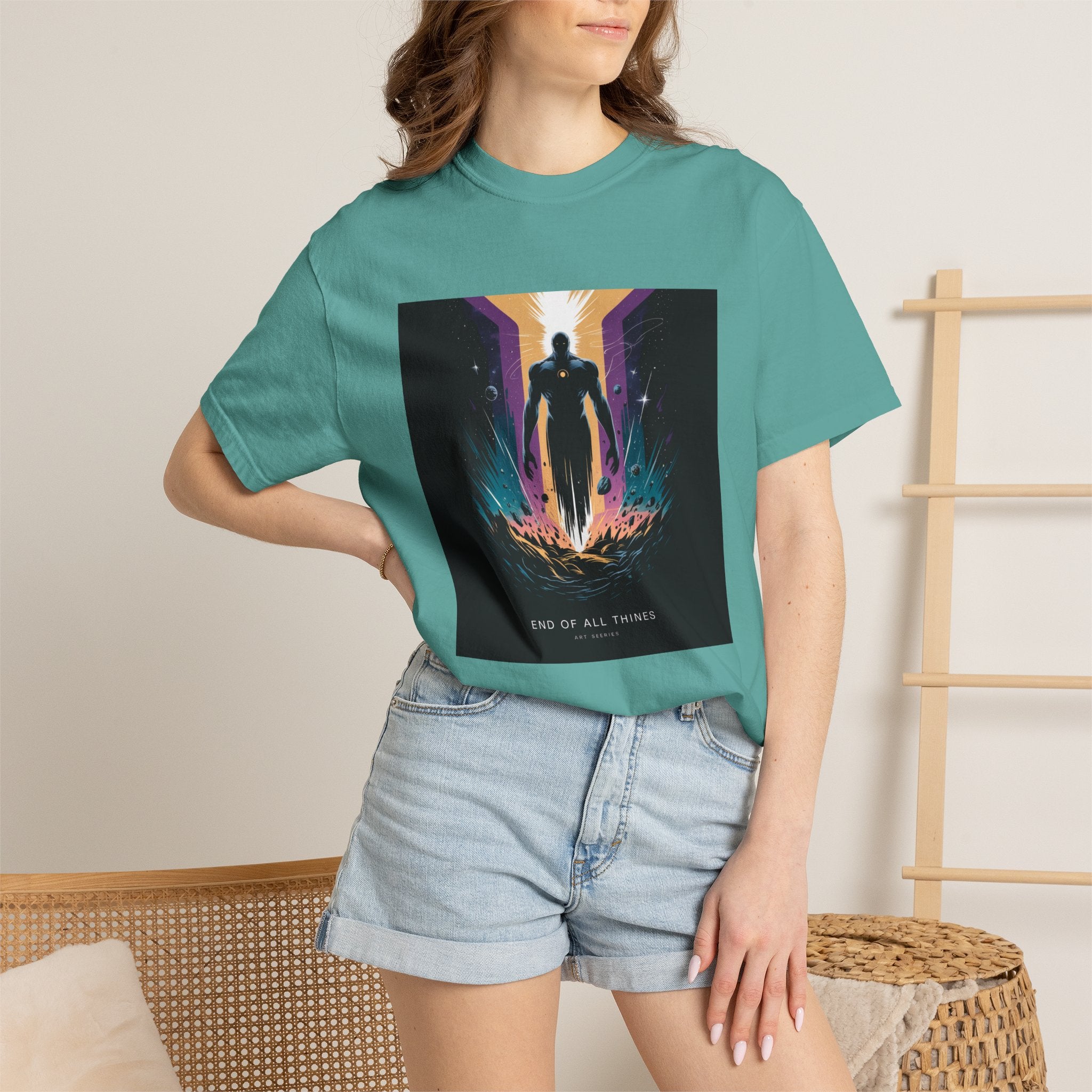 Epic Hero Graphic Tee – Cosmic Battle Superhero Fan Shirt