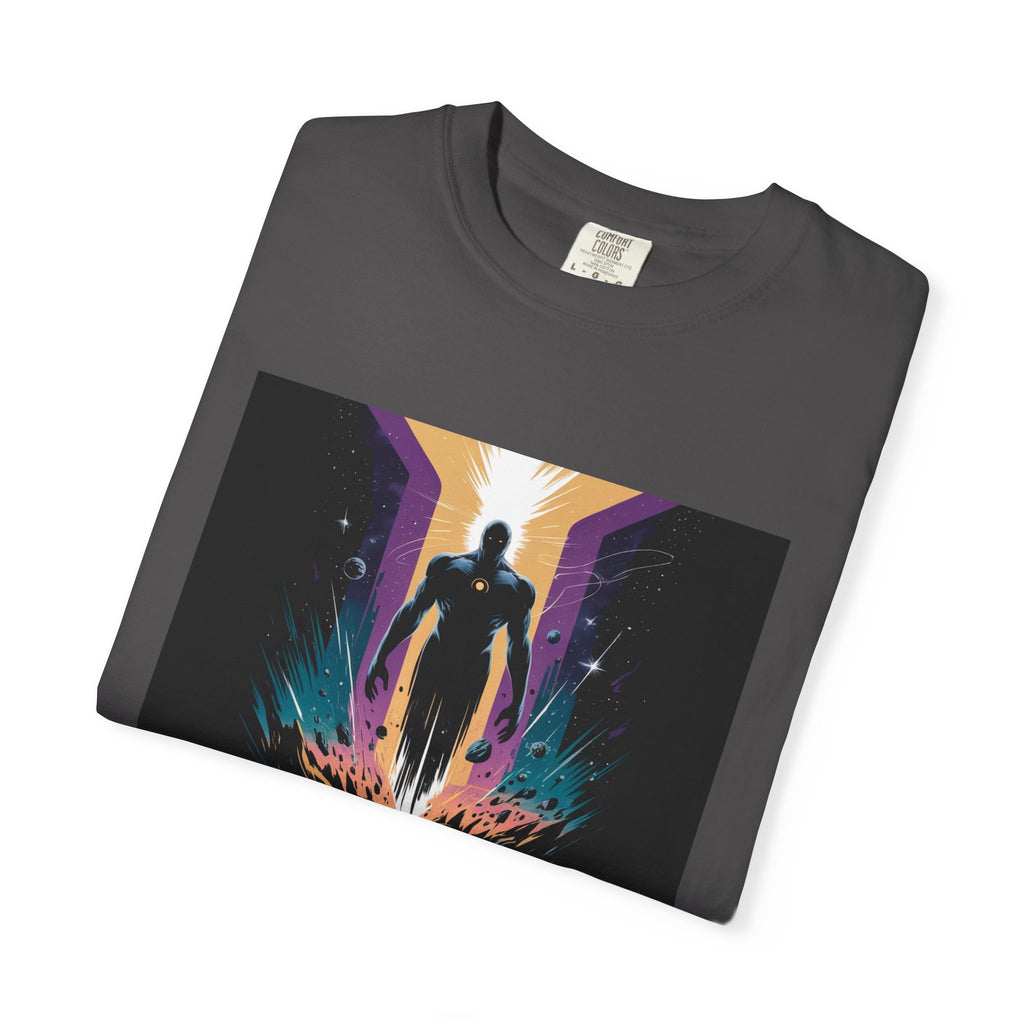 Epic Hero Graphic Tee – Cosmic Battle Superhero Fan Shirt