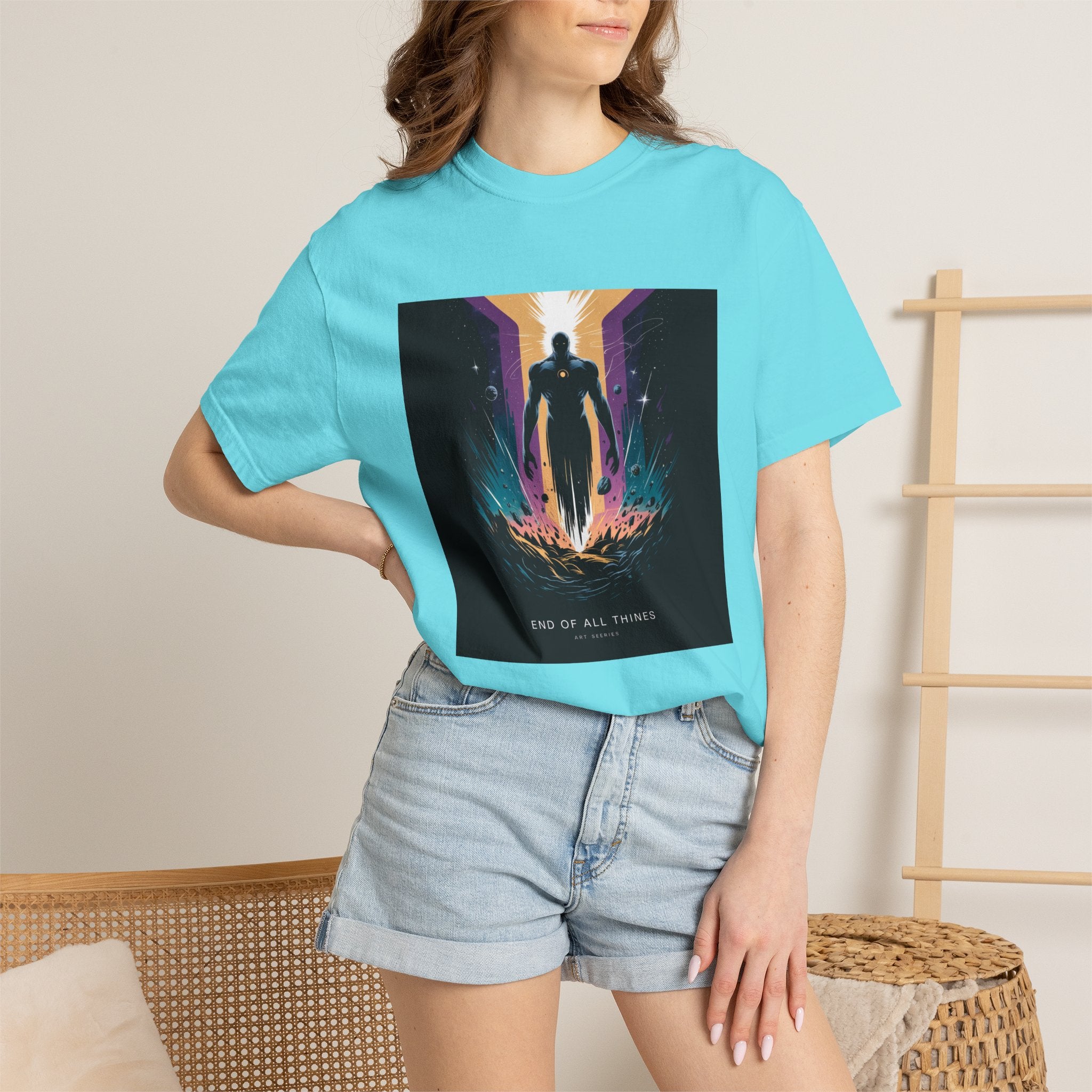 Epic Hero Graphic Tee – Cosmic Battle Superhero Fan Shirt