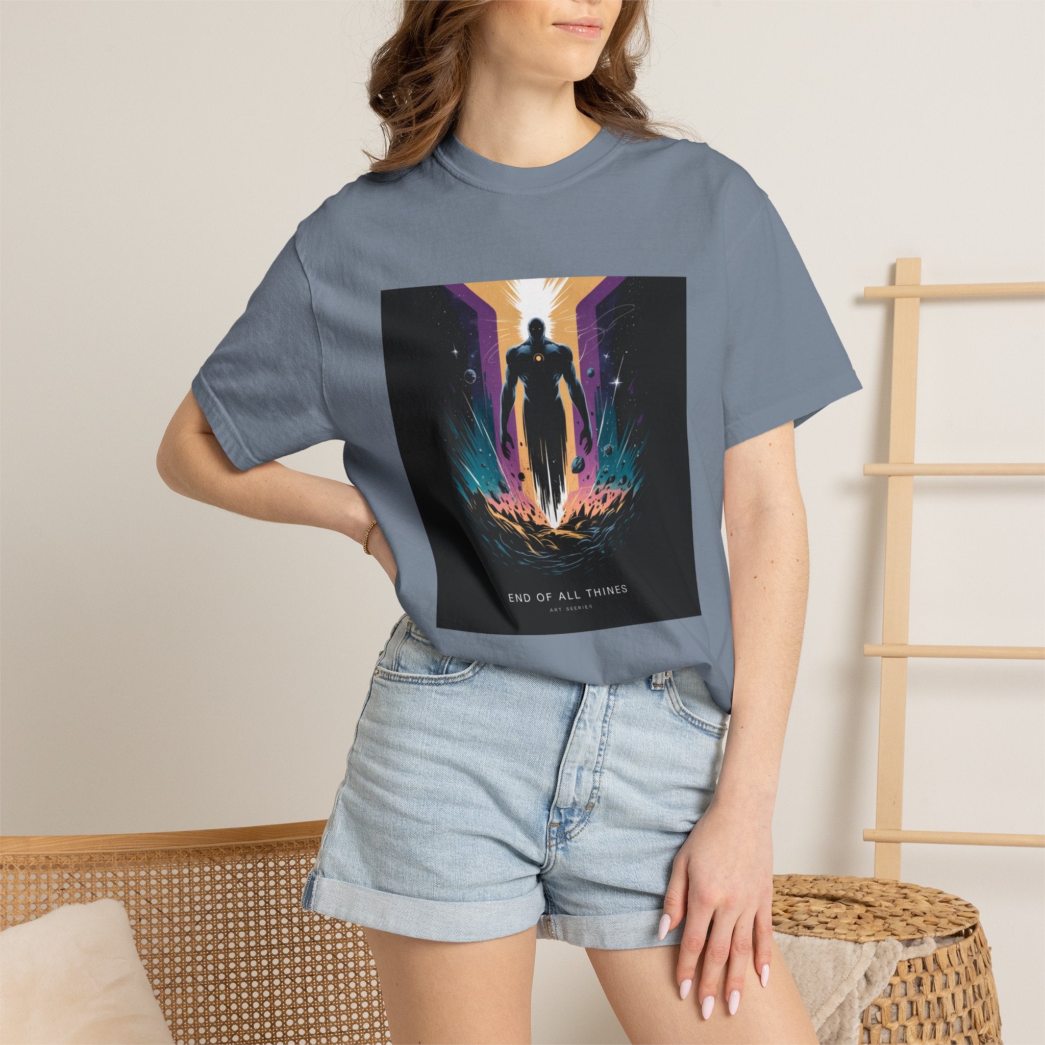 Epic Hero Graphic Tee – Cosmic Battle Superhero Fan Shirt