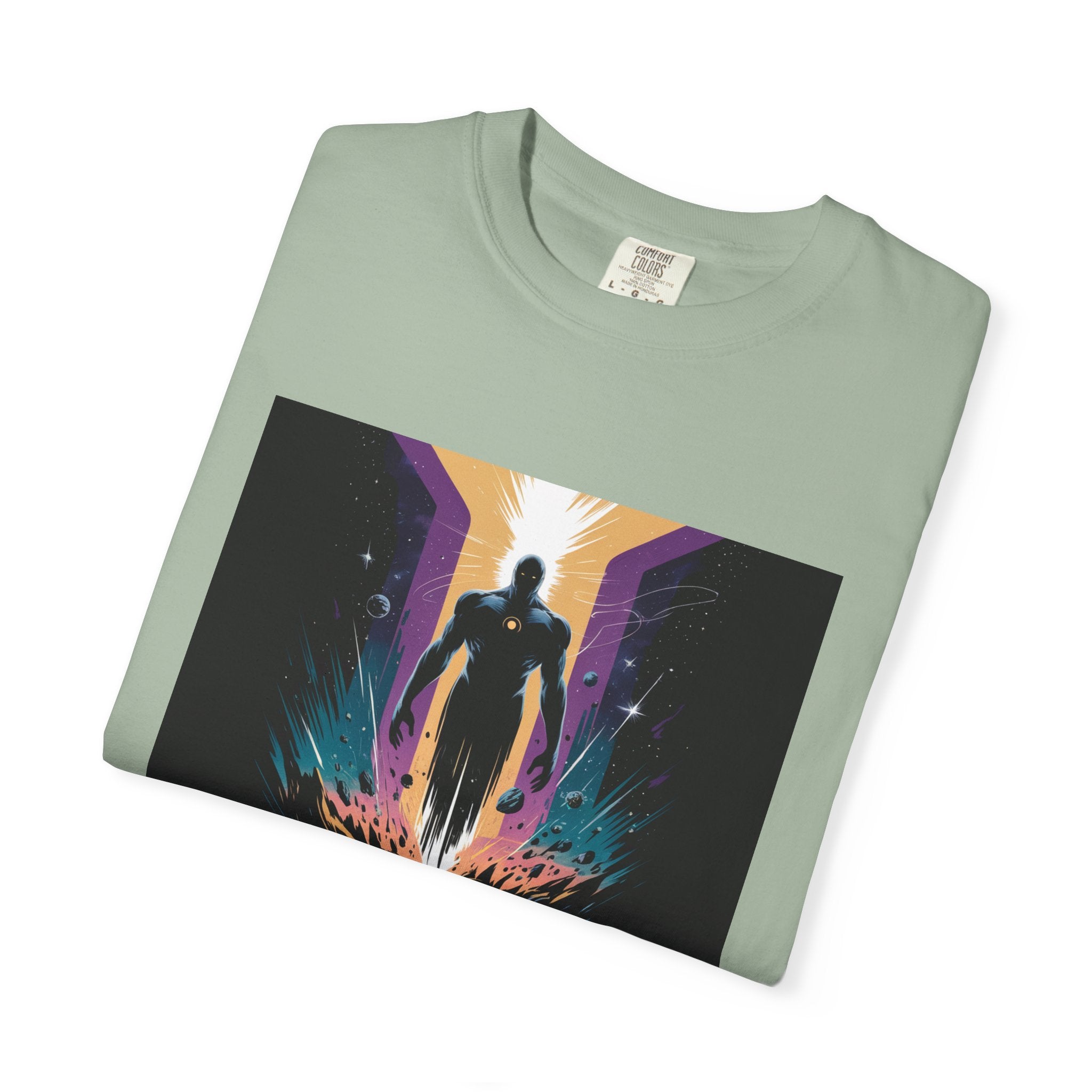 Epic Hero Graphic Tee – Cosmic Battle Superhero Fan Shirt