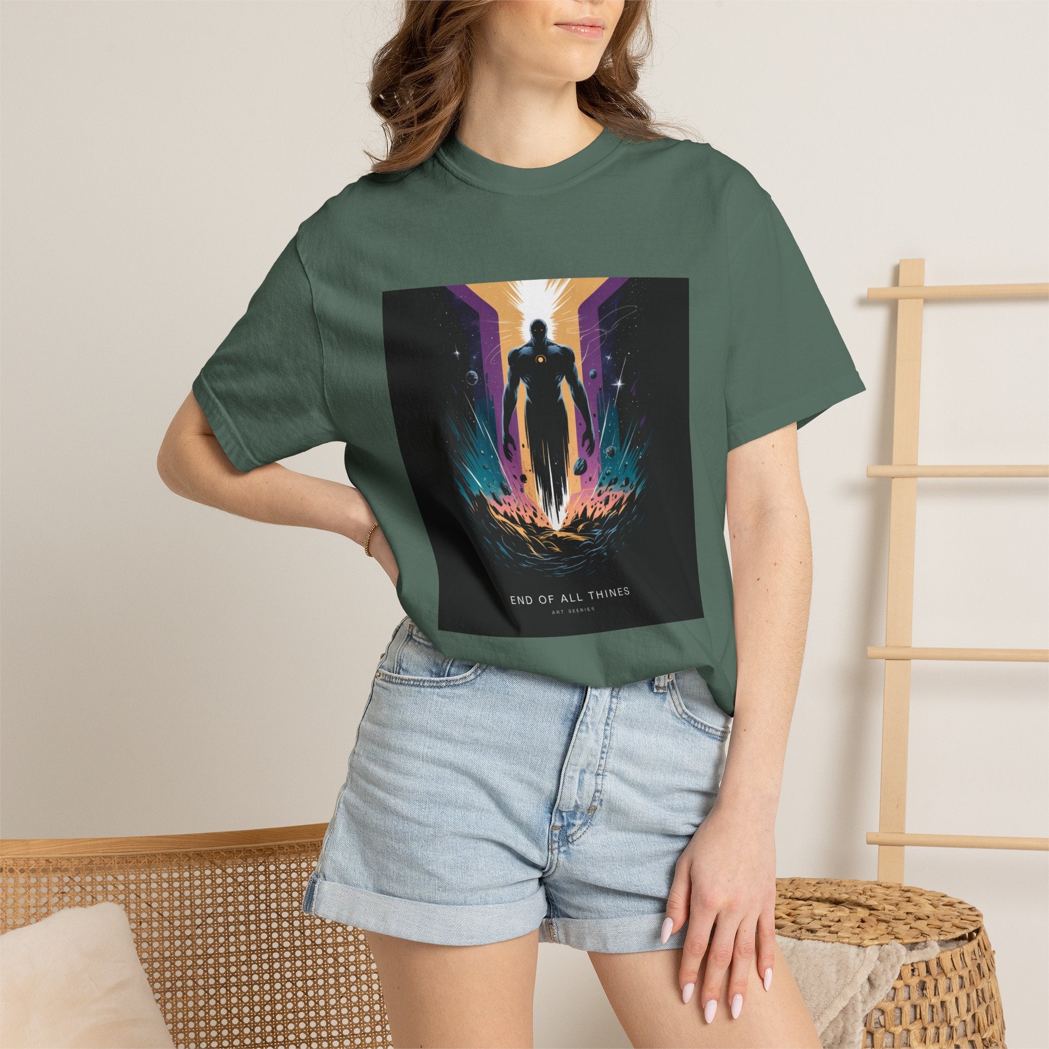 Epic Hero Graphic Tee – Cosmic Battle Superhero Fan Shirt