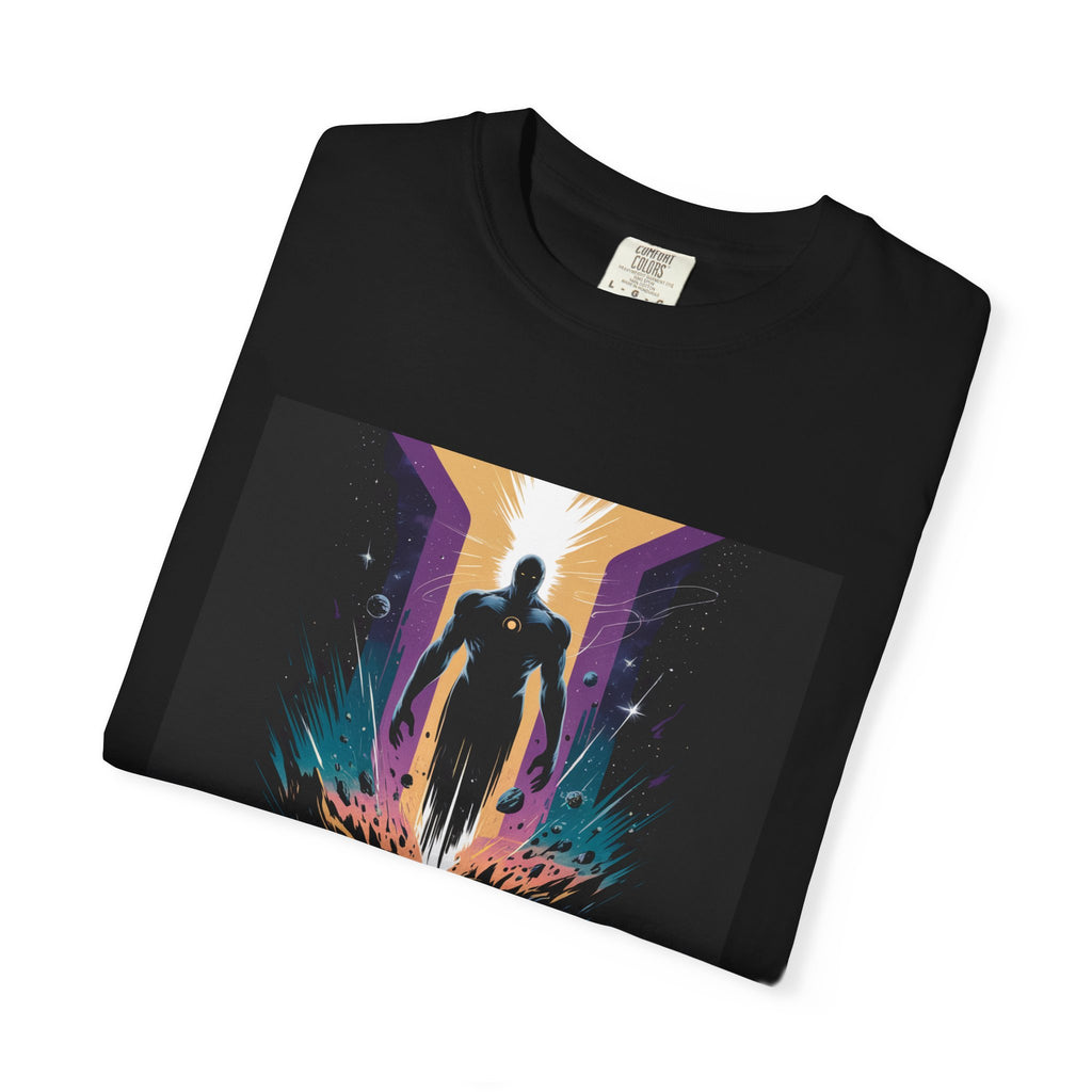 Epic Hero Graphic Tee – Cosmic Battle Superhero Fan Shirt