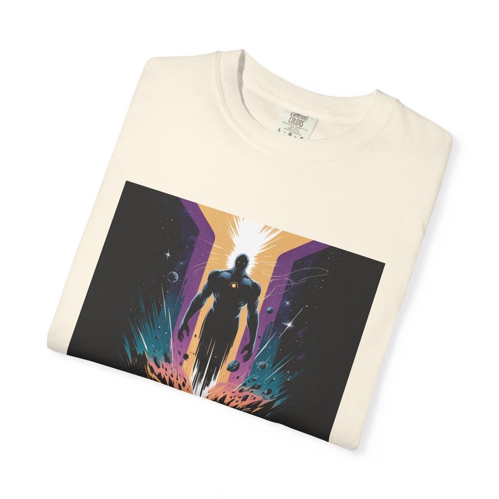 Epic Hero Graphic Tee – Cosmic Battle Superhero Fan Shirt