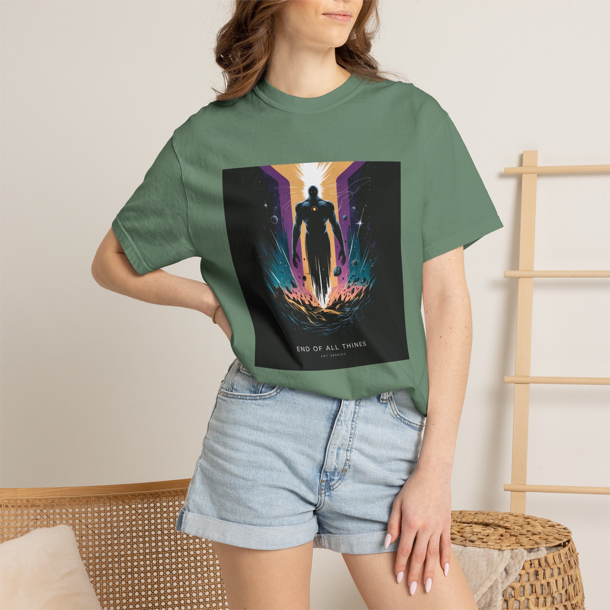 Epic Hero Graphic Tee – Cosmic Battle Superhero Fan Shirt