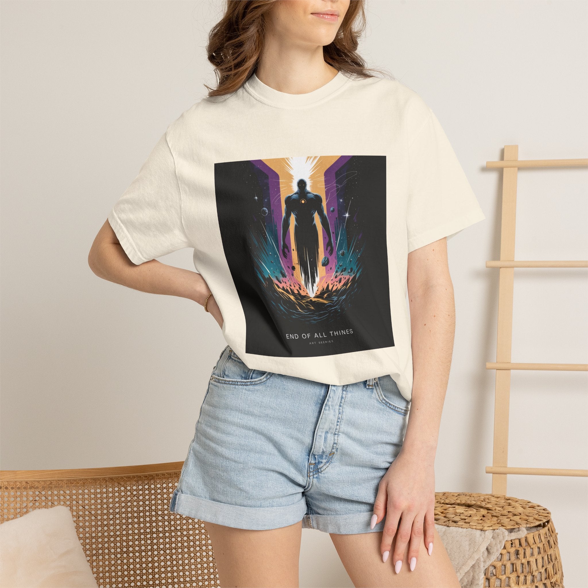 Epic Hero Graphic Tee – Cosmic Battle Superhero Fan Shirt