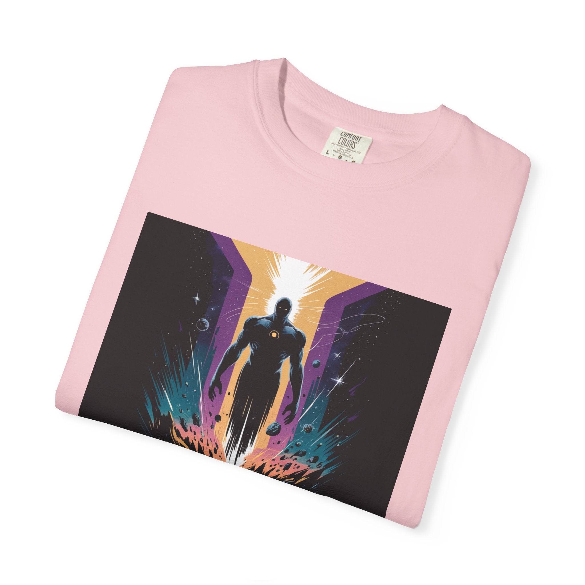 Epic Hero Graphic Tee – Cosmic Battle Superhero Fan Shirt