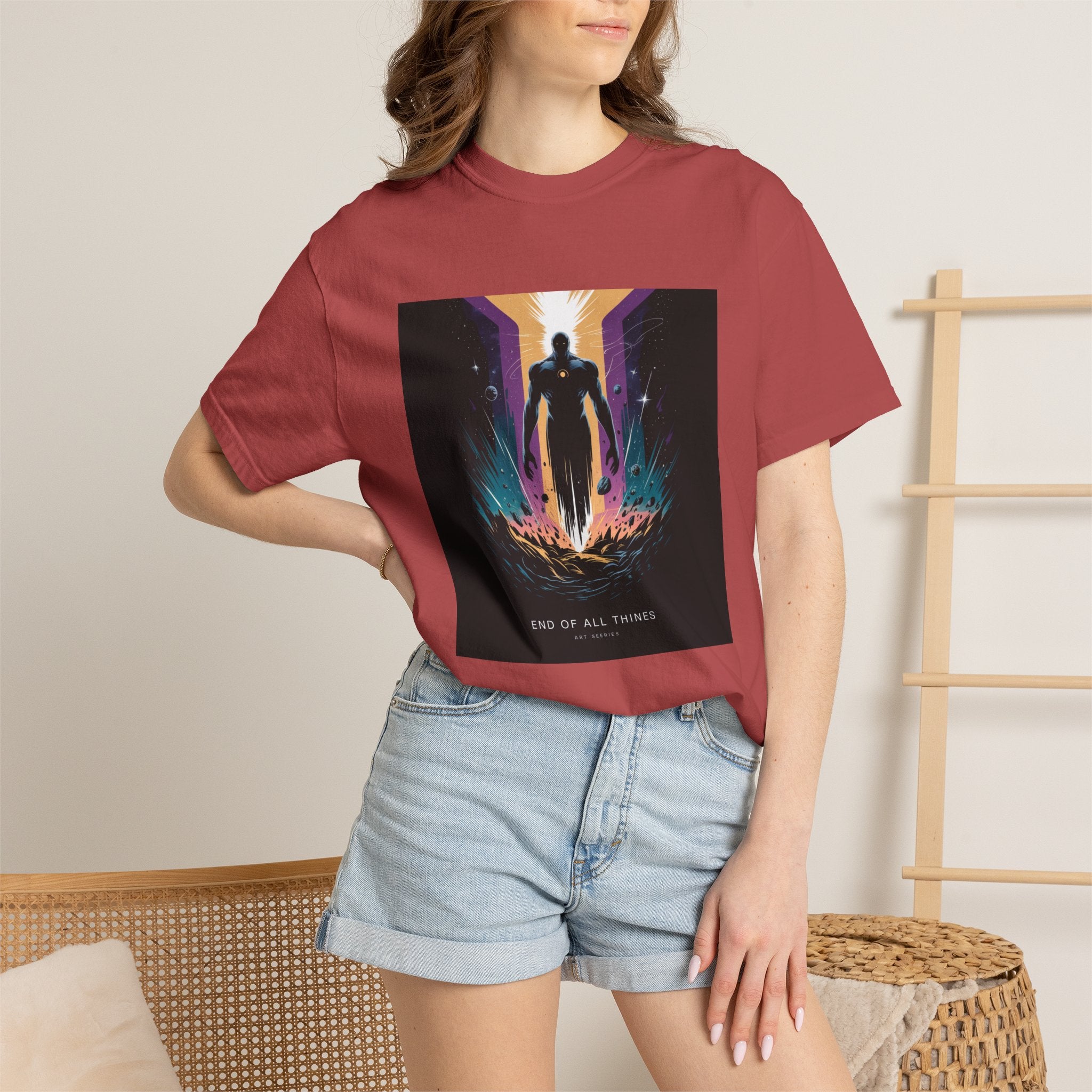 Epic Hero Graphic Tee – Cosmic Battle Superhero Fan Shirt