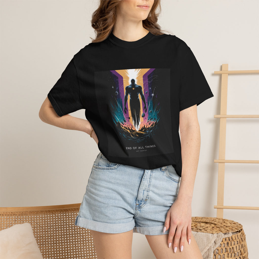 Epic Hero Graphic Tee – Cosmic Battle Superhero Fan Shirt