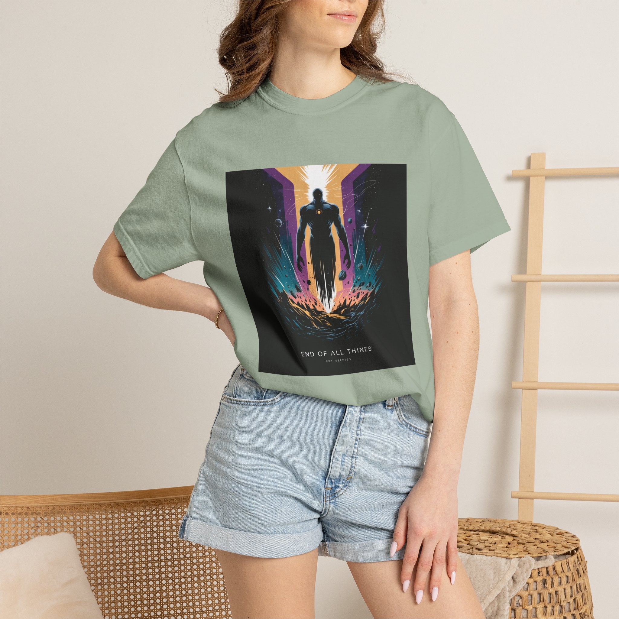 Epic Hero Graphic Tee – Cosmic Battle Superhero Fan Shirt