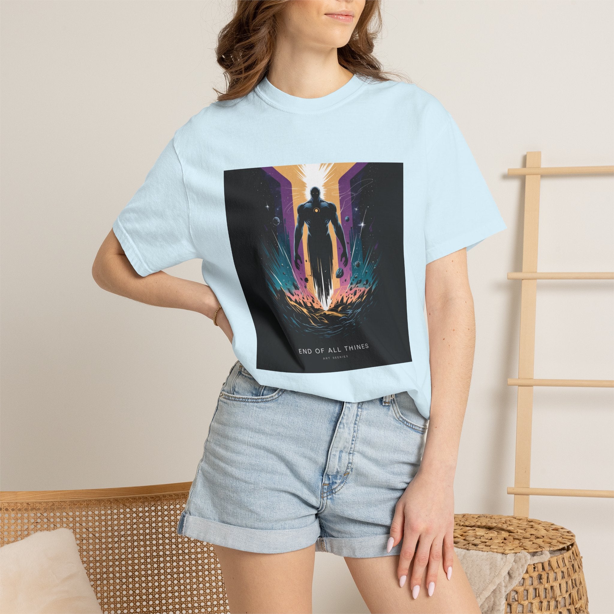 Epic Hero Graphic Tee – Cosmic Battle Superhero Fan Shirt