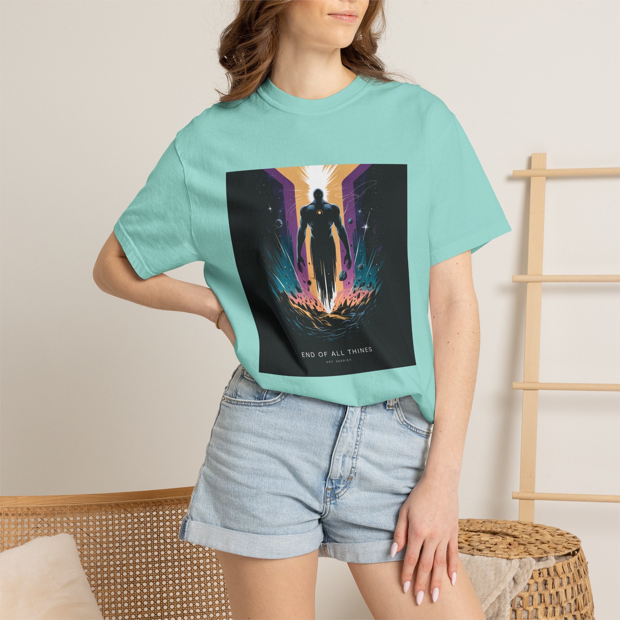 Epic Hero Graphic Tee – Cosmic Battle Superhero Fan Shirt