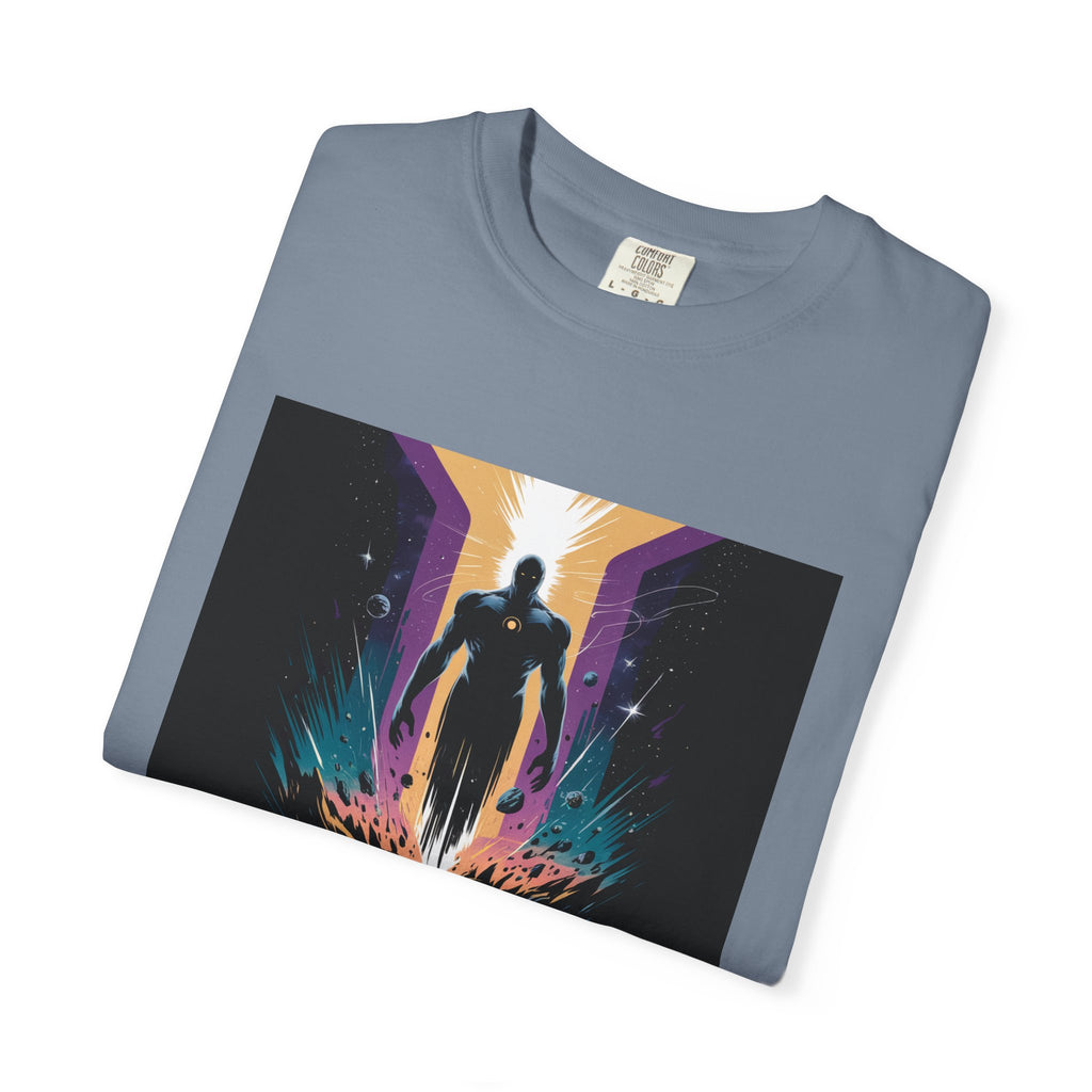 Epic Hero Graphic Tee – Cosmic Battle Superhero Fan Shirt